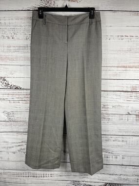 Ann Taylor LOFT Pants Women's SZ 10 Gray Plaid Wool Ann Fit Cuffed Lined Trouser